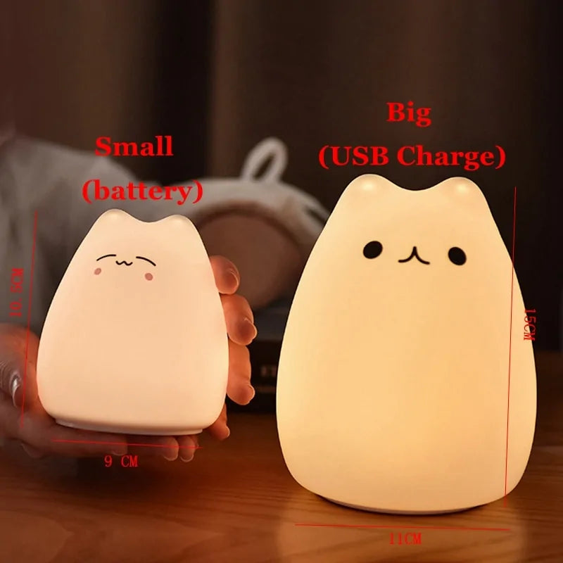 Lámpara LED de gatito (Pequeño con pilas // Grande con USB)