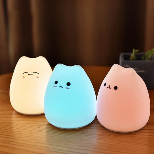 Lámpara LED de gatito (Pequeño con pilas // Grande con USB)